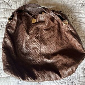 Laura Di Maggio 100% Genuine leather Elegant Brown Textured Hobo Bag w/ dust bag